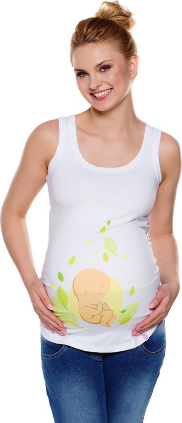 My Tummy Těhotenské tílko "Dítě v listí" bílé Velikost: L - obrázek 1