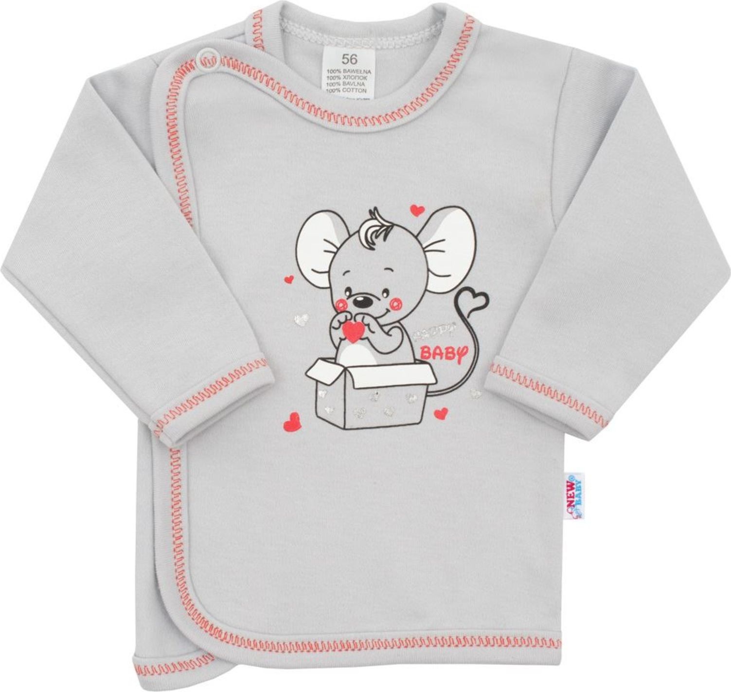 Kojenecká košilka New Baby Mouse šedá - Kojenecká košilka New Baby Mouse šedá - obrázek 1