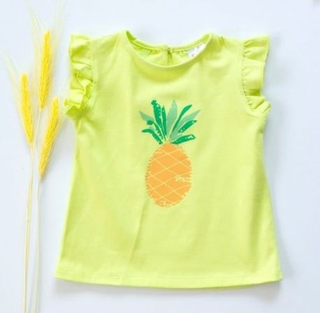 K-Baby Dětské bavlněné triko, krátký rukáv - Ananas - limetka , Velikost koj. oblečení 68 (4-6m) - obrázek 1
