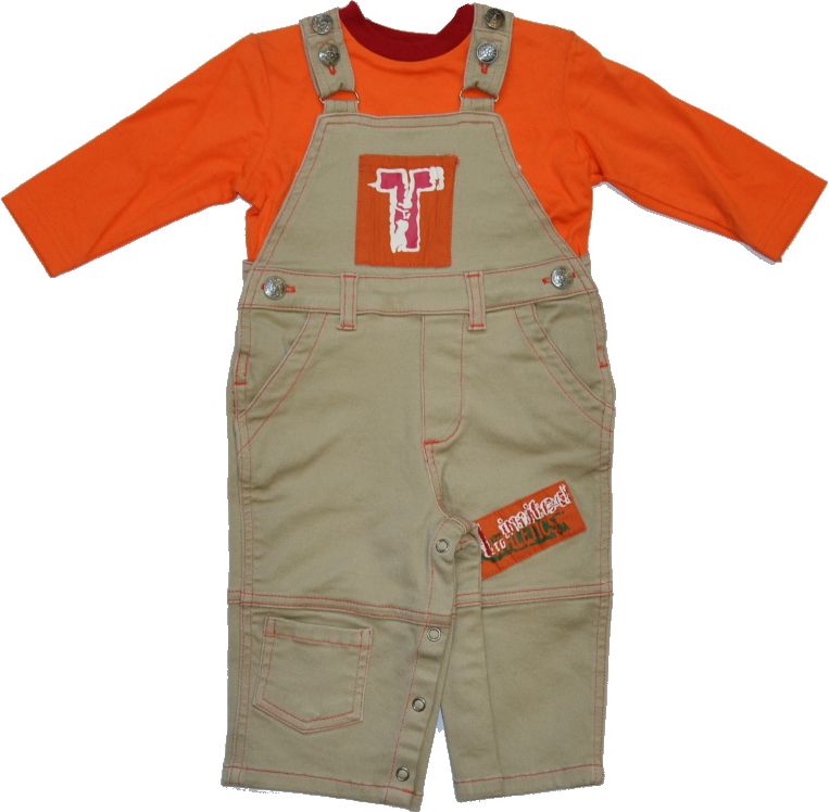 Dětský komplet, Marami, lacláče+oranžové tričko Athletic velikost 6-9 měsíců Výprodej - obrázek 1