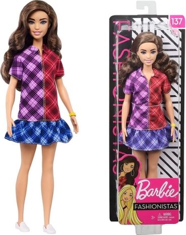 Barbie Modelka 137 - barevné kostkované šaty GHW53 - obrázek 2