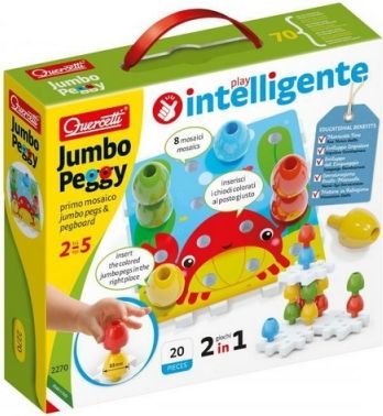 Jumbo Peggy jumbo pegs & pegboard – mozaika s velkými kolíčky 16 ks - obrázek 1