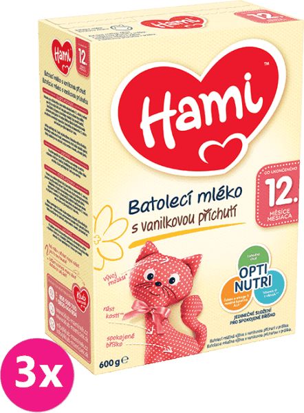3x HAMI 12+ s příchutí vanilky (600 g) – kojenecké mléko - obrázek 1