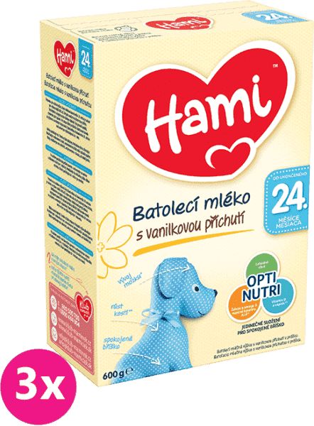 3x HAMI 24+ s příchutí vanilky (600 g) – kojenecké mléko - obrázek 1