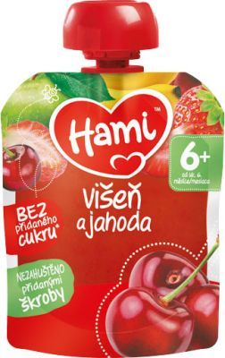 6x HAMI Kapsička višeň a jahoda 90 g - ovocný příkrm - obrázek 2