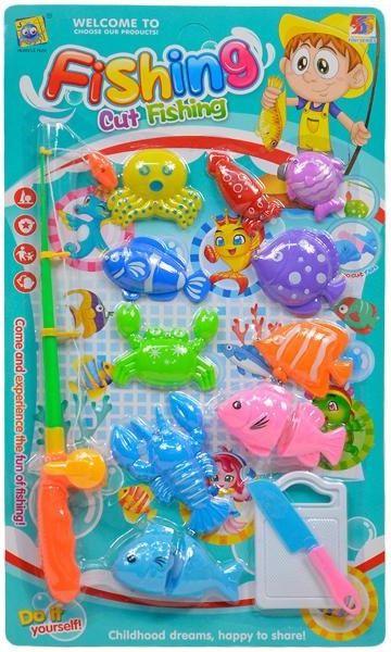 Rybářská udice s mořskými živočichy a s deskou na krájení - obrázek 1