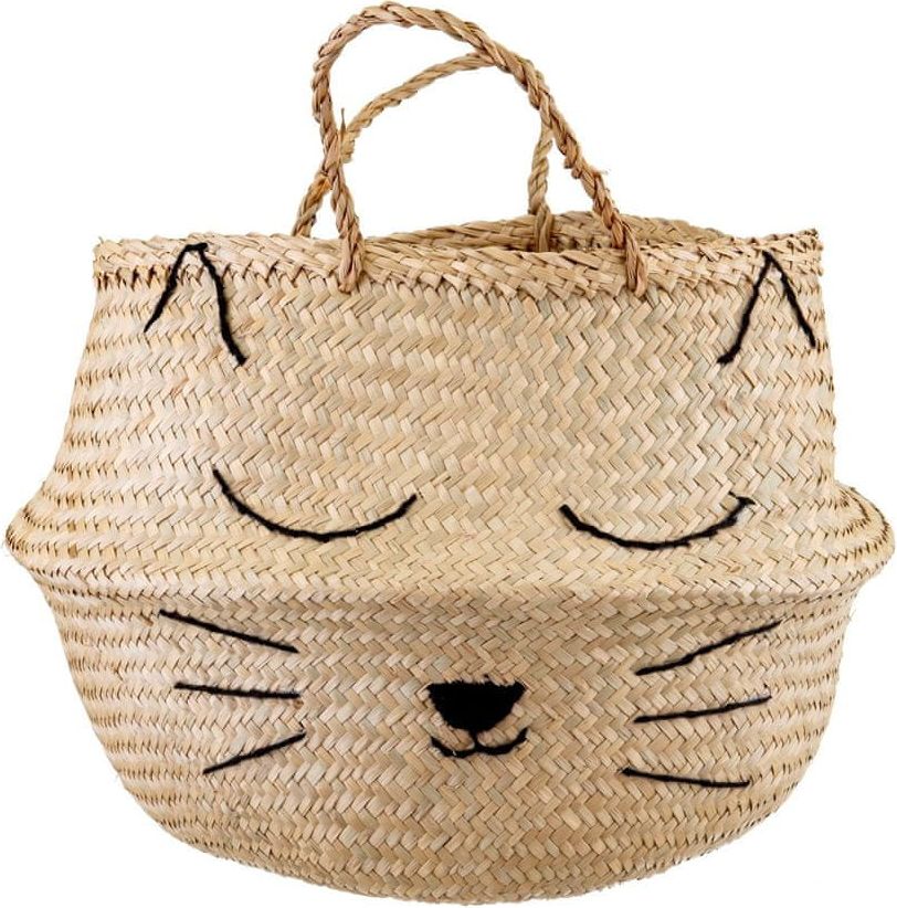 Sass & Belle Úložný košík z mořské řasy s motivem kočičky Cat Whiskers 35cm - obrázek 1