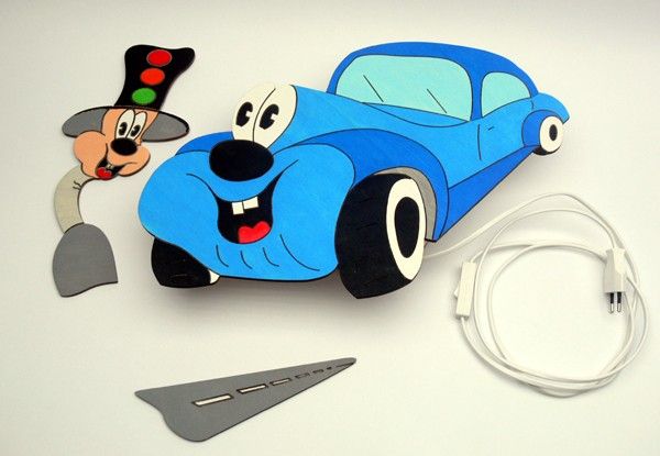 NÁSTĚNNÁ LAMPIČKA AUTO MODRÉ - obrázek 2