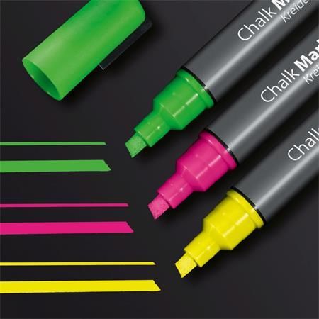 Sigel Křídové popisovače, sada 3ks: růžová, zelená, žlutá, 1-5 mm, klínový hrot, tekutý - obrázek 1