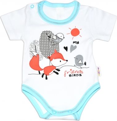 Baby Nellys Bavlněné kojenecké body, kr. rukáv, Fox - bílé - obrázek 1