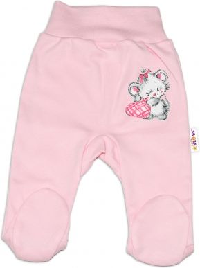 Baby Nellys Bavlněné kojenecké polodupačky, Mouse Love - růžové - obrázek 1