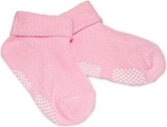 Ponožky kojenecké bavlna protiskluzové - ŘÁDKOVÉ růžové - 0-12měs. - obrázek 1