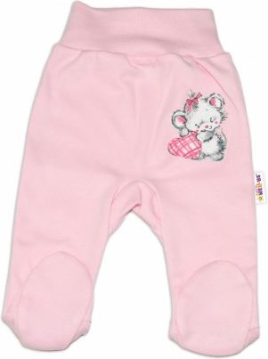 Baby Nellys Bavlněné kojenecké polodupačky, Mouse Love - růžové , Velikost koj. oblečení 62 (2-3m) - obrázek 1
