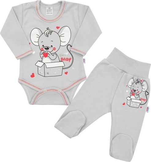 NEW BABY | New Baby Mouse | Kojenecká soupravička New Baby Mouse šedá | Šedá | 56 (0-3m) - obrázek 1