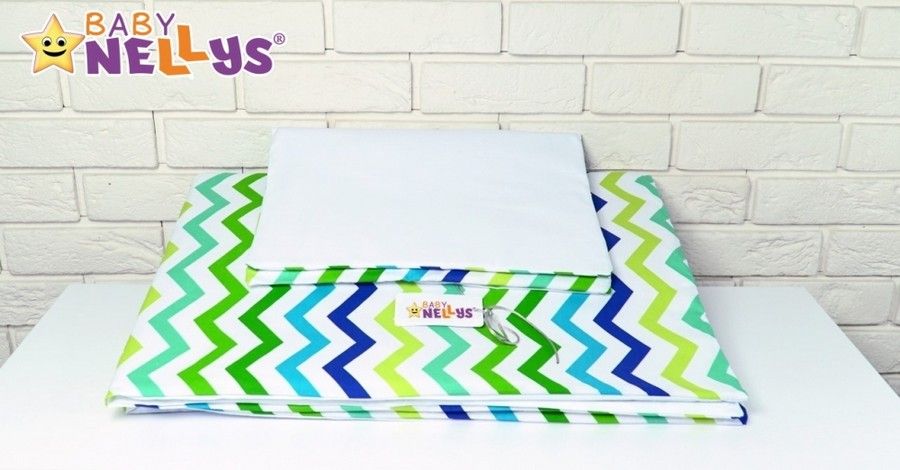 POVLEČENÍ DO POSTÝLKY 135 x 100 cm S POLŠTÁŘKOVÝM MANTINELEM MODRÉ ZIGZAG - obrázek 3