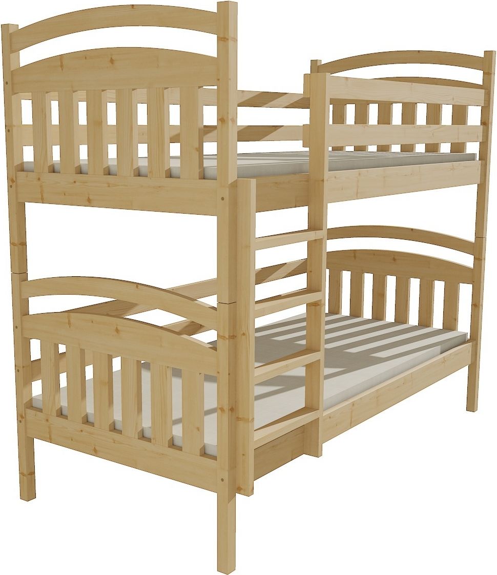 DĚTSKÁ PATROVÁ POSTEL MÍŠA BEZBARVÝ LAK 200 x 90 cm