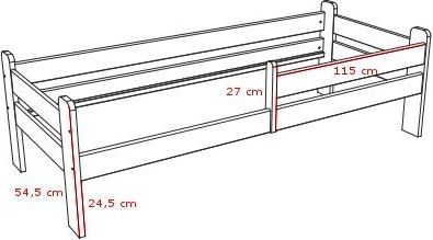 DĚTSKÁ POSTEL ŠÁRKA SUROVÉ DŘEVO S ŠUPLÍKY 180 x 80 cm - obrázek 3