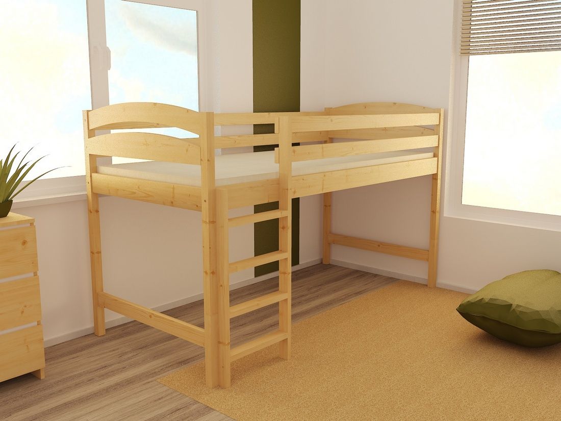 DĚTSKÁ VYVÝŠENÁ POSTEL KLÁRA SUROVÉ DŘEVO 200 x 90 cm - obrázek 2