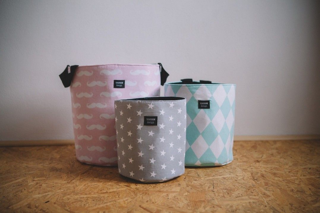 KOŠE NA HRAČKY MODERN GIRLY (sada 3 ks) - obrázek 2