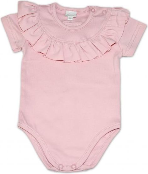 G-baby  Bavlněné body s volánkem, krátký rukáv - pudrově růžové, vel. 92 - 92 (18-24m) - obrázek 1