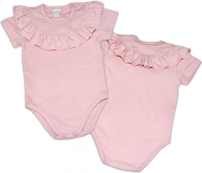 G-baby  Bavlněné body s volánkem, krátký rukáv - pudrově růžové, vel. 92 - 92 (18-24m) - obrázek 2