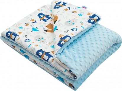 Dětská deka z Minky s výplní New Baby Medvídci modrá 80x102 cm, Modrá - obrázek 1