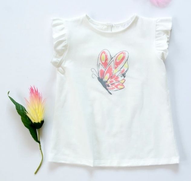 K-Baby K-Baby Dětské bavlněné triko, krátký rukáv - Motýl - smetanové, vel. 80 - obrázek 1