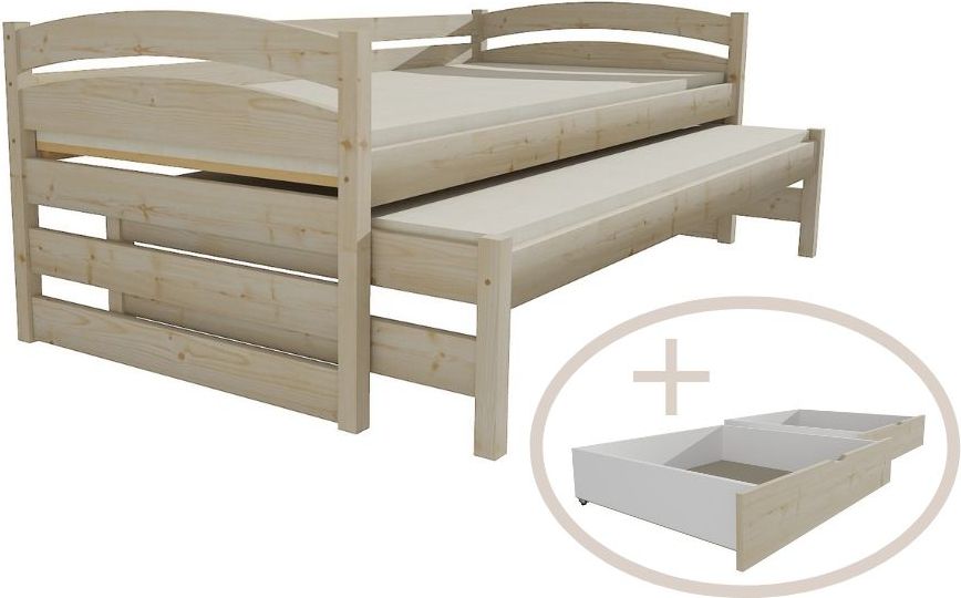 DĚTSKÁ POSTEL S PŘISTÝLKOU JANA SUROVÉ DŘEVO S ŠUPLÍKY 200 x 90 cm - obrázek 1
