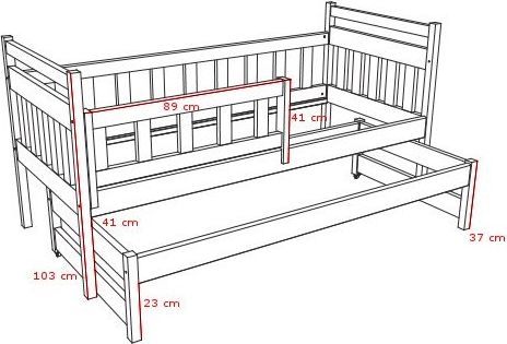 DĚTSKÁ POSTEL S PŘISTÝLKOU ANIČKA BEZBARVÝ LAK S ŠUPLÍKY 200 x 80 cm - obrázek 3