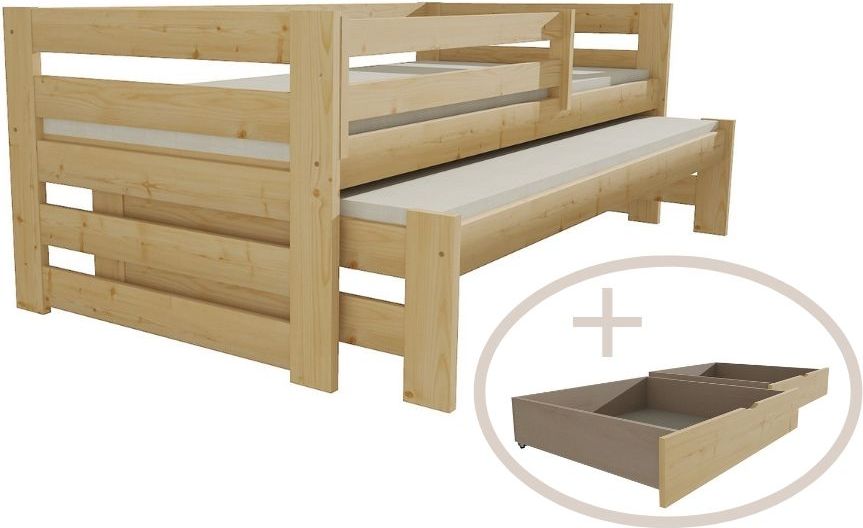 DĚTSKÁ POSTEL S PŘISTÝLKOU LUKÁŠ BEZBARVÝ LAK S ŠUPLÍKY 200 x 90 cm