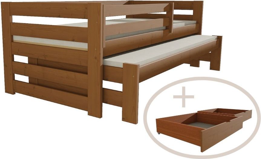 DĚTSKÁ POSTEL S PŘISTÝLKOU LUKÁŠ MOŘENÍ DUB S ŠUPLÍKY 200 x 80 cm