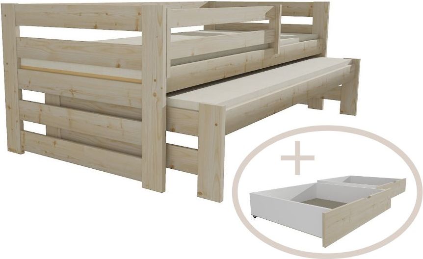 DĚTSKÁ POSTEL S PŘISTÝLKOU LUKÁŠ SUROVÉ DŘEVO S ŠUPLÍKY 180 x 80 cm - obrázek 1
