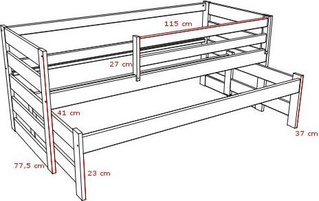 DĚTSKÁ POSTEL S PŘISTÝLKOU LUKÁŠ SUROVÉ DŘEVO S ŠUPLÍKY 180 x 80 cm - obrázek 3