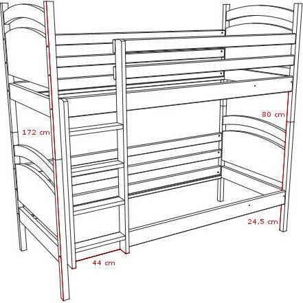 DĚTSKÁ PATROVÁ POSTEL NAĎA BÍLÁ S ŠUPLÍKY 180 x 80 cm - obrázek 3