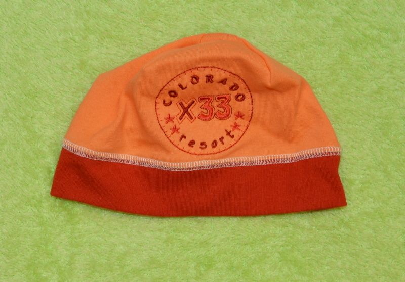 Dětská čepička Dráček, 33 oranžovočervená vel.50-54, Výprodej - obrázek 1