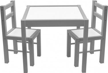 Dětský dřevěný stůl s židličkami New Baby PRIMA šedý, Šedá - obrázek 1