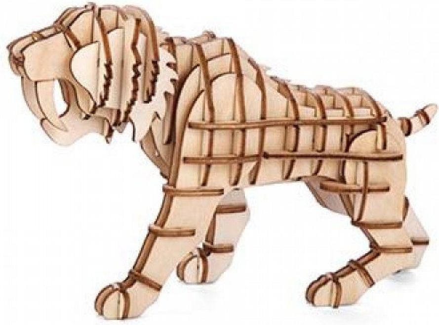 Dřevěné 3D puzzle šavlozubý tygr - obrázek 1