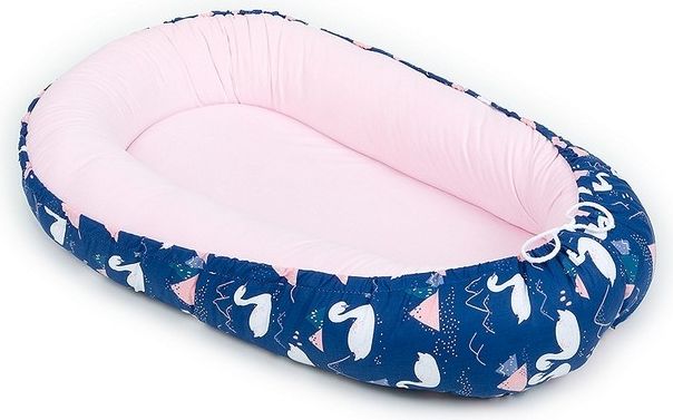 HNÍZDEČKO PRO MIMINKO VELVET - SV. RŮŽOVÉ/LABUTĚ GRANÁTOVÉ - obrázek 1