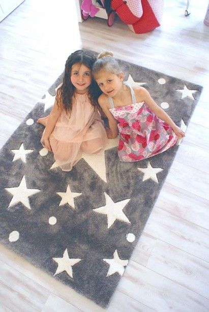 DĚTSKÝ KUSOVÝ KOBEREC 100x160 cm STARS ŠEDÝ/BÍLÝ - obrázek 4