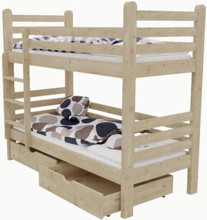 DĚTSKÁ PATROVÁ POSTEL ERIKA SUROVÉ DŘEVO 180 x 80 cm