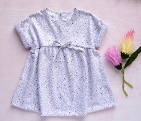 K-Baby Letní stylové dětské šatičky Květinky - šedá s mini květinkami, Velikost koj. oblečení 74 (6-9m) - obrázek 1