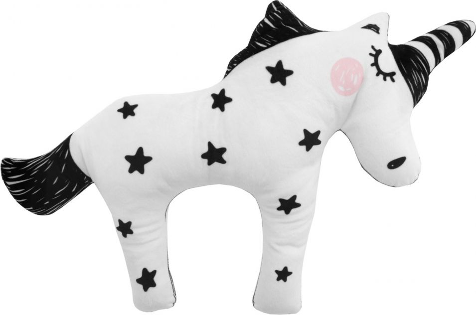 DEKORAČNÍ POLŠTÁŘEK - JEDNOROŽEC UNICORN BLACK STARS MENŠÍ - obrázek 1