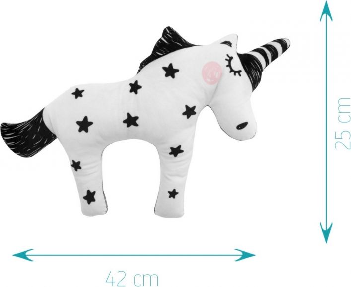 DEKORAČNÍ POLŠTÁŘEK - JEDNOROŽEC UNICORN BLACK STARS MENŠÍ - obrázek 2