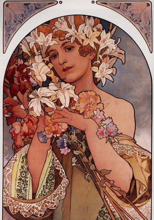 Grafika Puzzle 1000 dílků Alfons Mucha : La Fleur, 1897 - obrázek 1
