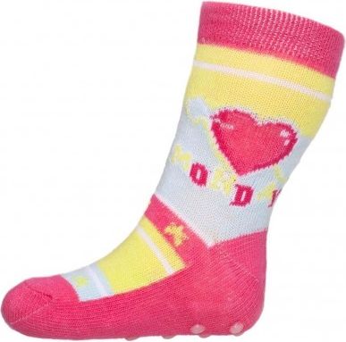 Kojenecké ponožky New Baby s ABS růžové se srdíčkem monday, Růžová, 62 (3-6m) - obrázek 1