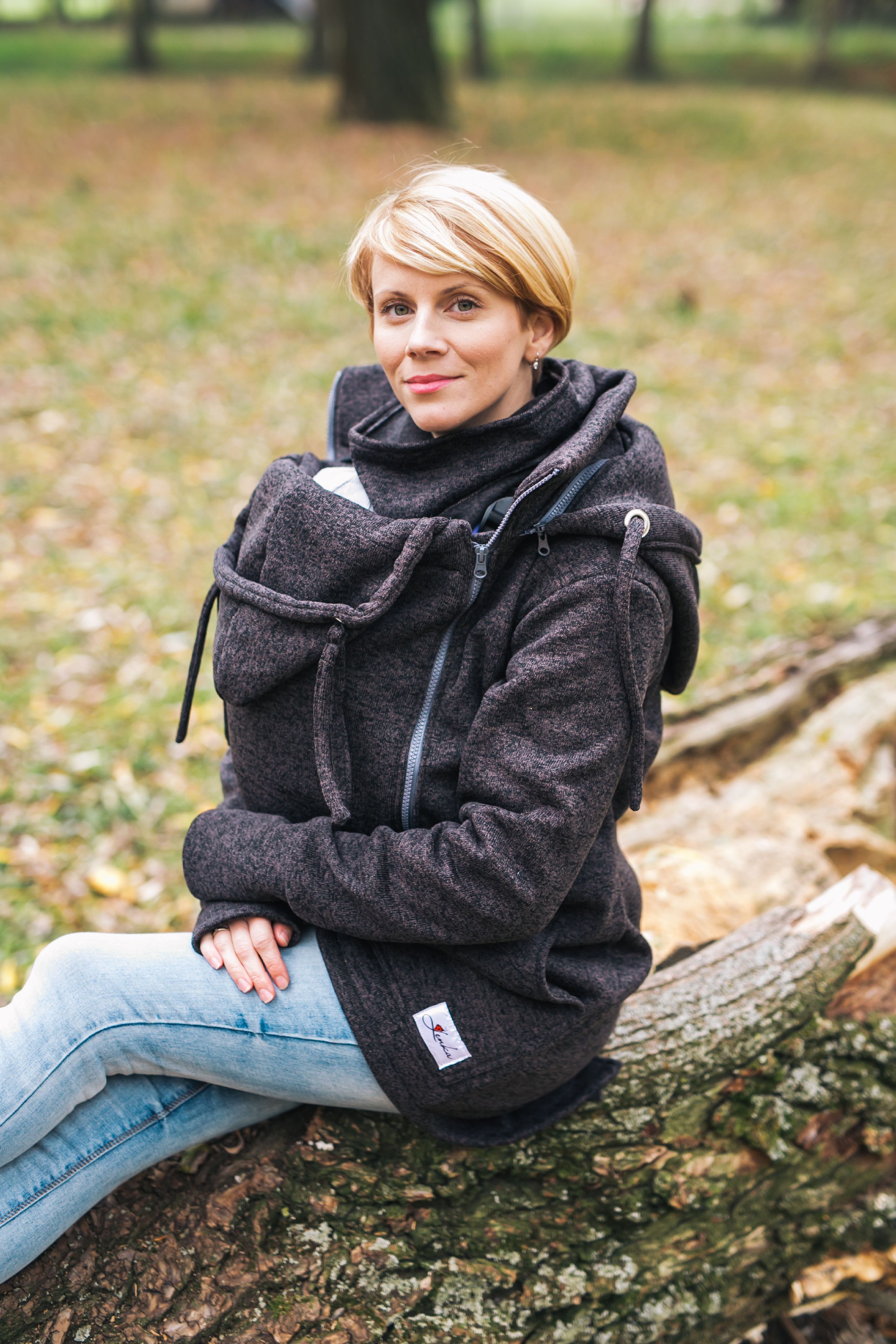 Be Lenka Černá svetrová mikina Provedení: Nosící mikina se svetrovou vsádkou 2 v 1, Velikost: XS - obrázek 3