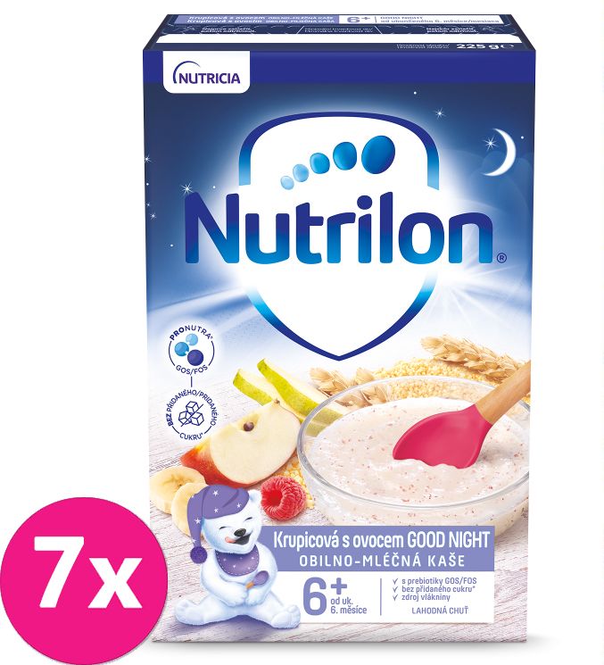7 x NUTRILON Pronutra® Krupicová kaše s ovocem Good Night 225 g, 6+ - obrázek 1