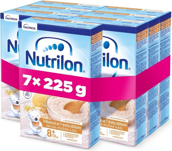 7x NUTRILON Pronutra® Piškotová kaše se 7 druhy obilovin 225 g, 8+ - obrázek 1