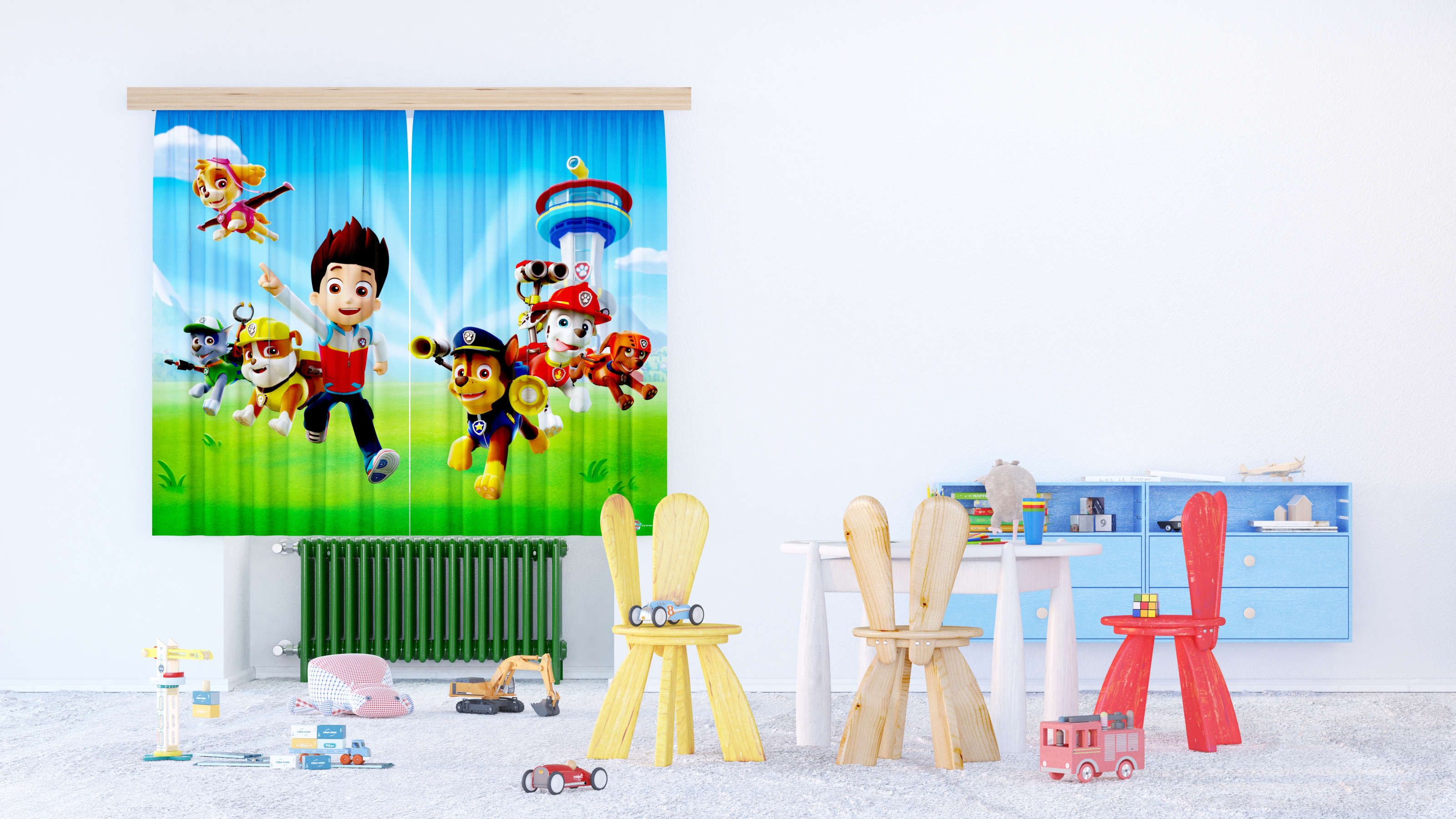 DĚTSKÉ ZÁVĚSY PAW PATROL ZÁKLADNA (SADA 2 KS, LIGHT) - obrázek 2