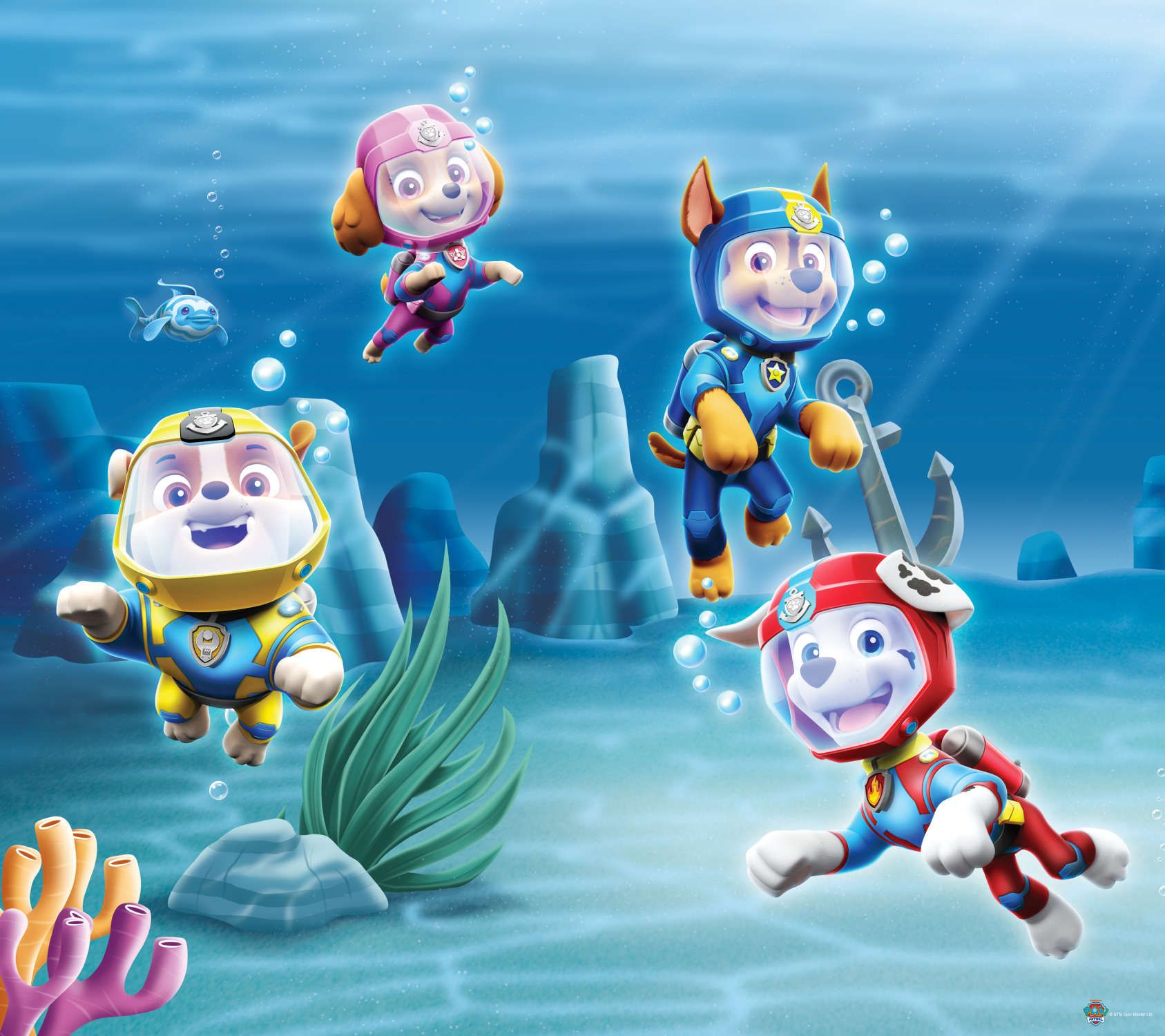 DĚTSKÉ ZÁVĚSY PAW PATROL SEA (SADA 2 KS, LIGHT) - obrázek 1